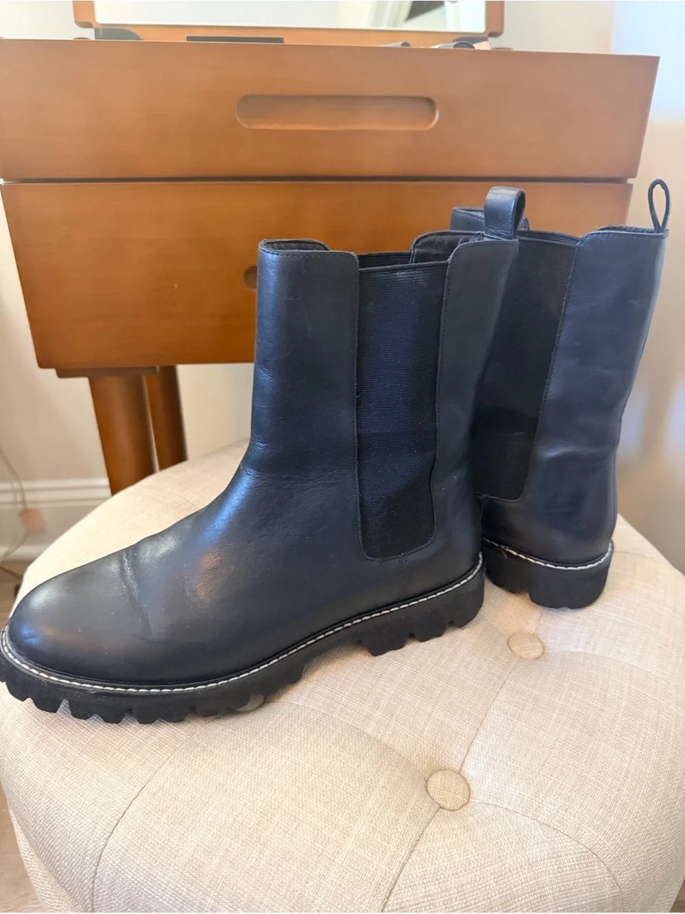 J. Crew Black Chelsea Lug Boots